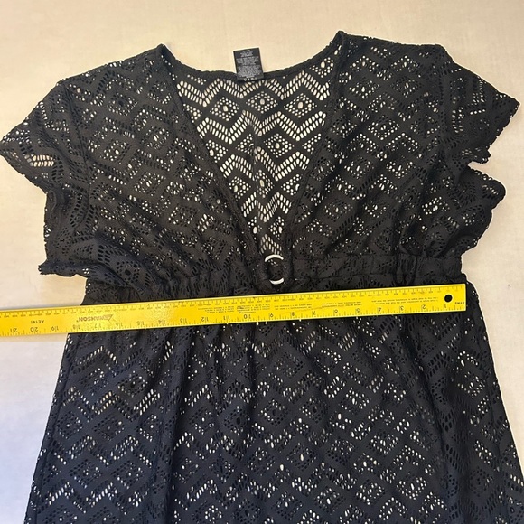Catalina Black Lace Cover-Up beach dress w/geometric pattern Sz-XL(16-18). N16 - Picture 6 of 7